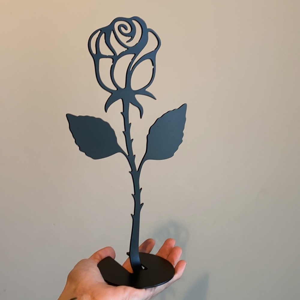 Metal art Rose stem anniversary birthday gift for love of your life